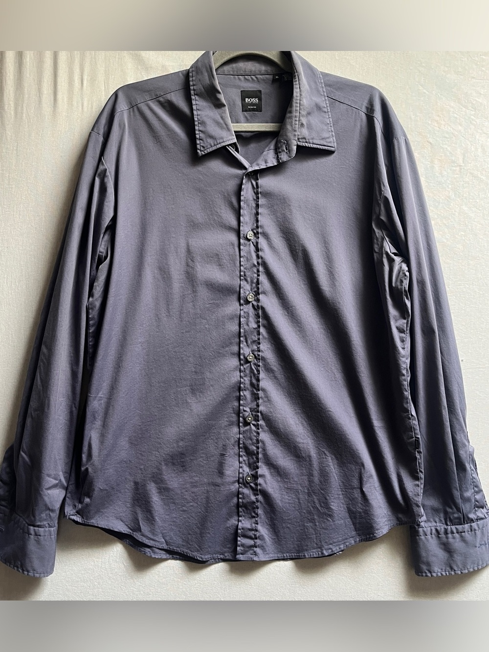 Hugo Boss Mens Purple Long Sleeve Button Up Dress Shirt XL - Slim Fit